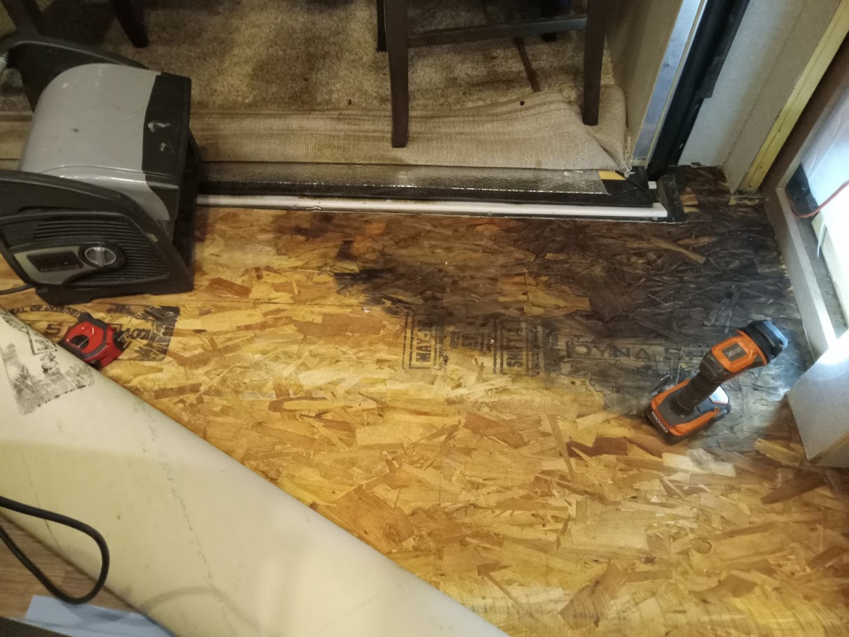 Fifth Wheel Trailer Floor Repair Burnt Wood