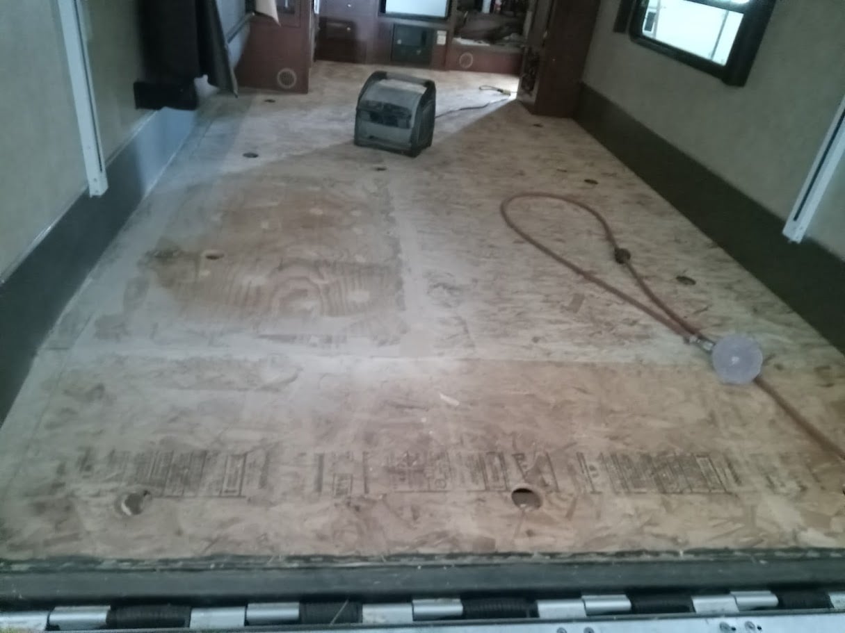 Fifth Wheel Trailer Floor Repair Sanded