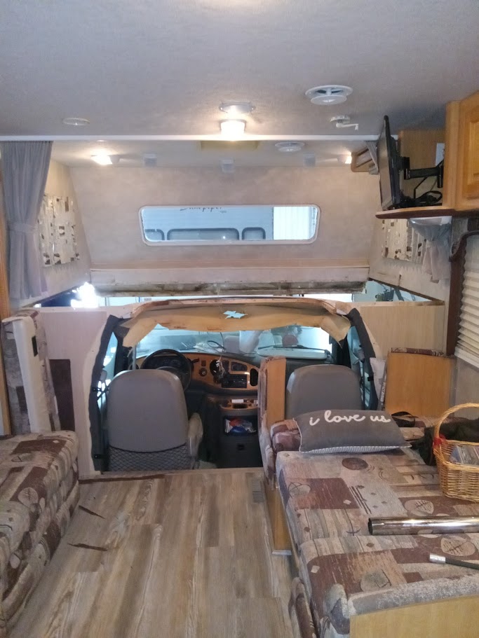 RV Overcab Repair inside over driver seat
