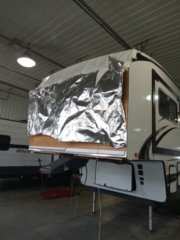 RV Class C Repair Tarp on Back